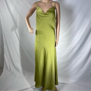 Silver Wishes Lime Green Satin Bias Cut Slip Dress